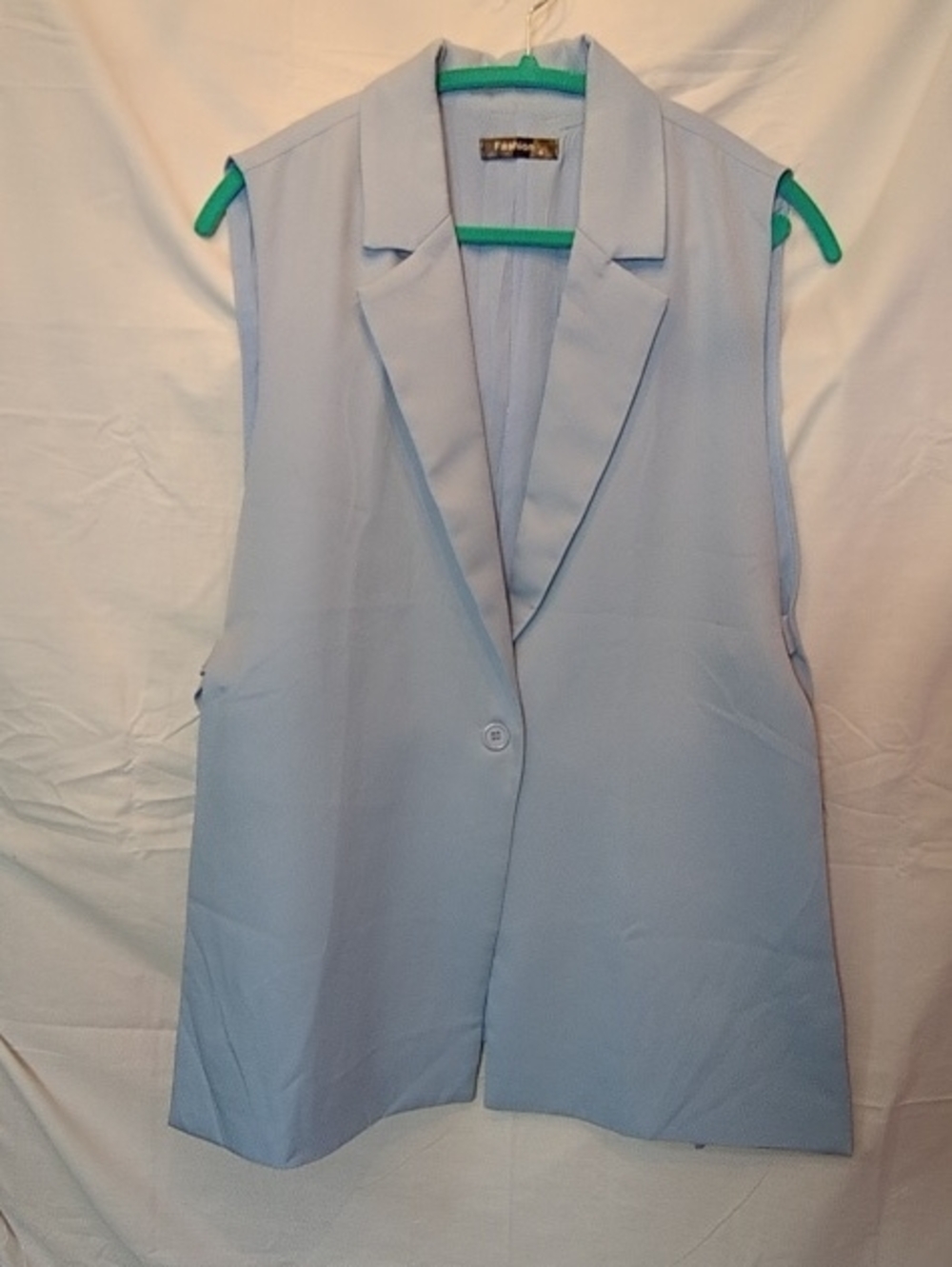 Women's Light Blue Sleeveless Blazer Vest
